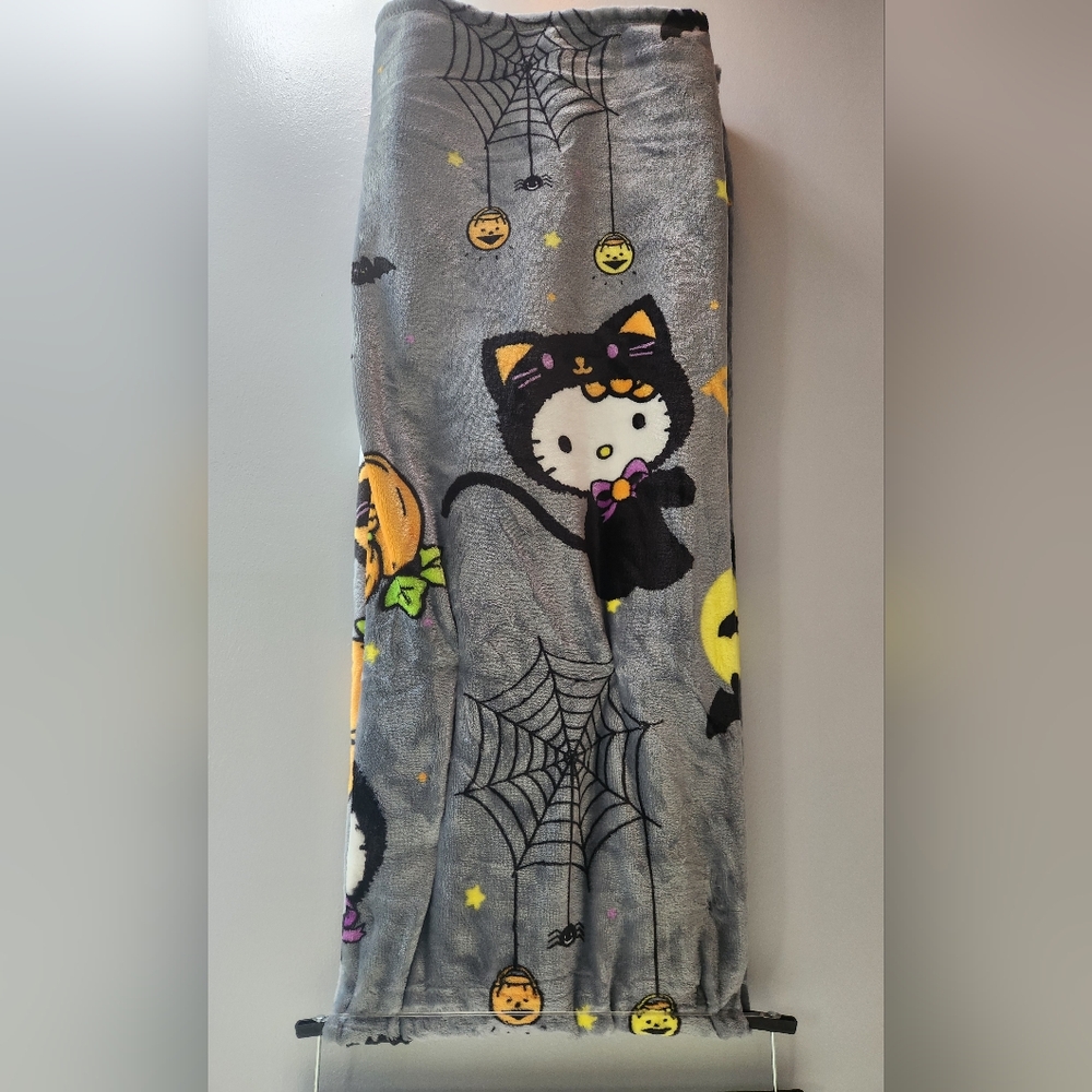 Hello Kitty Halloween Blanket Black and Gray